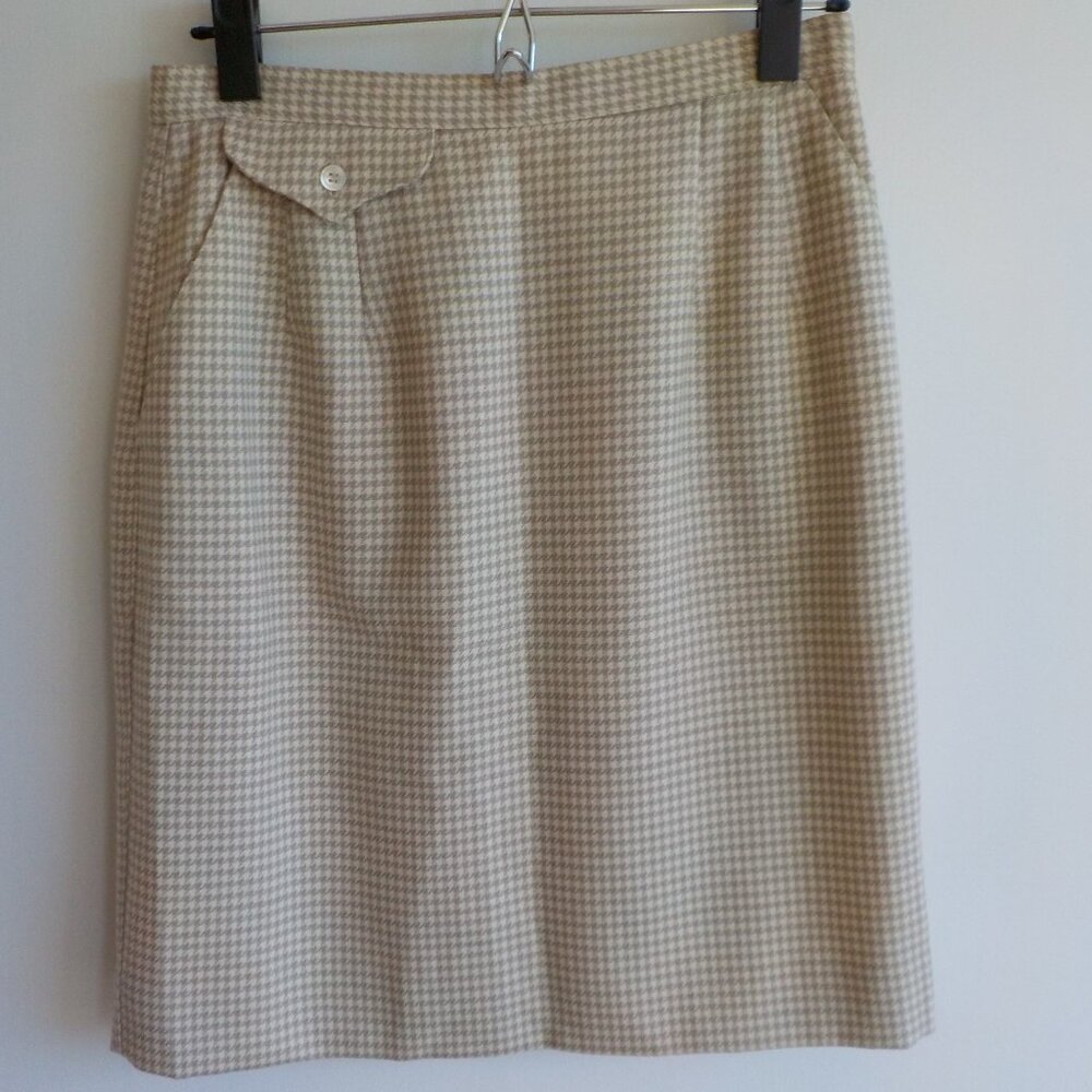 Vintage Liz Claiborne Skirt - 100% Wool - Brown Houndstooth - Size 10 - (510)